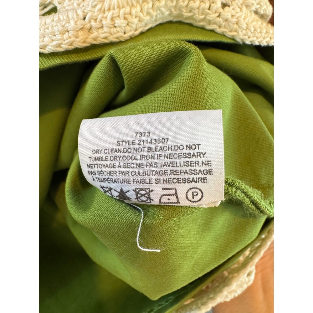 Tory Burch Green White Cotton Crochet A Line Knee Skirt Size M $425 boho country - Picture 4 of 8